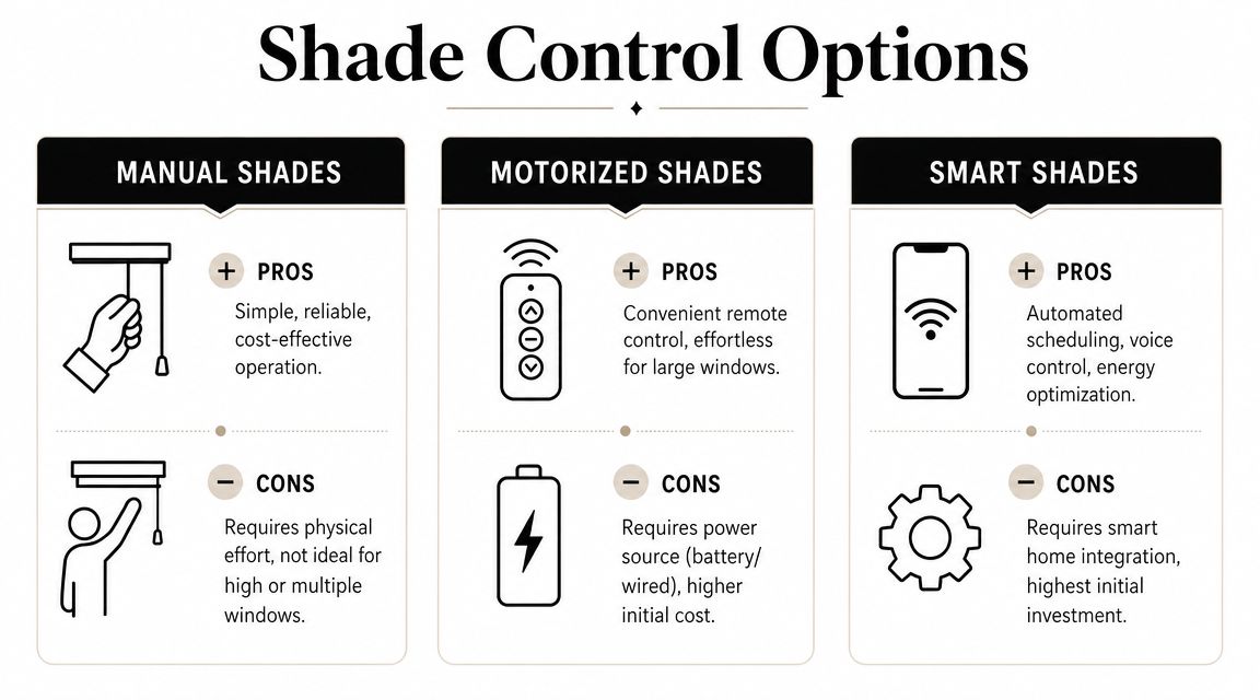 Manual Motorized and Smart Shade Options