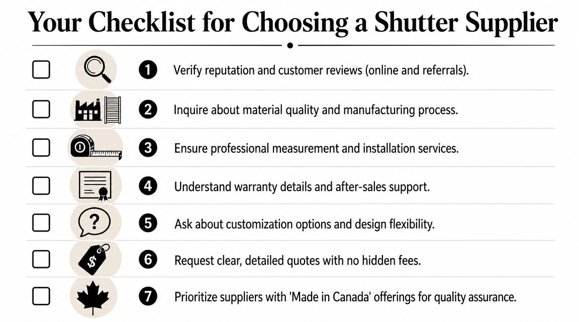 A checklist for choosing a shutter supplier with seven steps for ensuring quality and professional service.